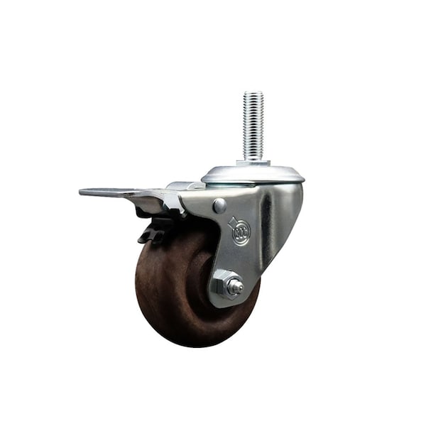 3 Inch High Temp Glass Filled Nylon 34 Inch Stem Caster with Total Lock Brake SCC